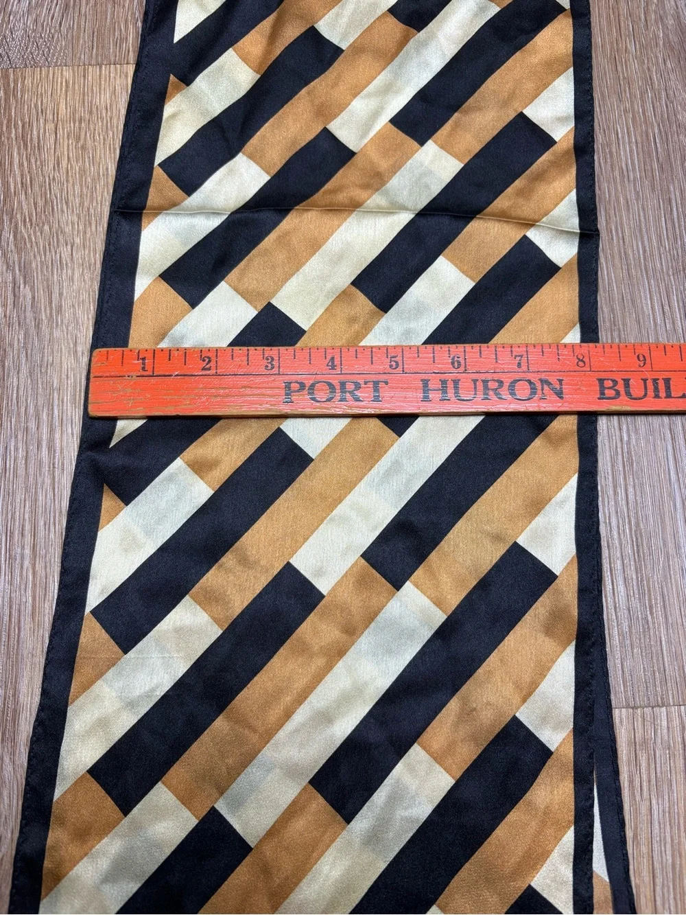 Ellen Tracy Black, Gold & Cream Striped Silk Scarf